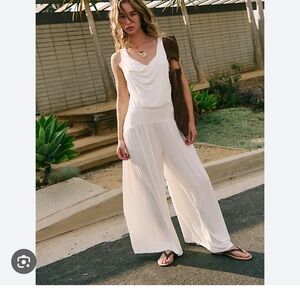 FP Movement by Free People Cream Wide Leg Jumpsuit